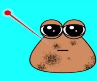 🌟 af950e0e Pou Pou, 角色, 手机游戏, 生病, 温度计 whatsapp sticker