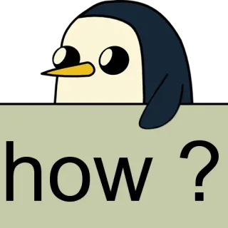 🐧 1fa13838 how ? penguin, cartoon, question, how, adventure time whatsapp sticker