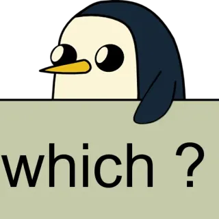 🐧 5af24833 which ? penguin, cartoon, question, adventure time, gunter whatsapp sticker