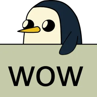 🐧 6955d69b Gunter Adventure Time WOW penguin, wow, cute, cartoon, adventure time whatsapp sticker