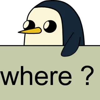🐧 e26051fd where ? penguin, question, cartoon whatsapp sticker