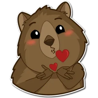 😘 9468974a Tier, süß, Liebe, Herzen, Kuss, Cartoon telegram sticker