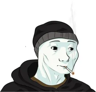 🙂 a5568504 Fumar, Cigarrillo, Gorro, Triste, Doomer telegram sticker