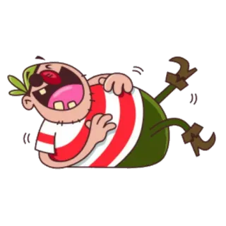 😄 41e2fae1 海盗, 卡通, 角色, 笑, 红色, 绿色 telegram sticker
