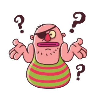 ❓ f7fd0860 卡通, 海盗, 问号, 困惑, 不确定, 眼罩, 卡通人物, 贴纸 telegram sticker