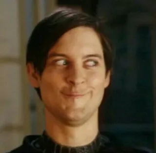 🕸 b3288263 Peter Parker Spider-Man ยิ้มเยาะ, มีม, ตลก, สีหน้า, โทบีย์ แม็กไกวร์, สไปเดอร์แมน telegram sticker