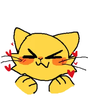 😻 f327307e кот, сердечки, любовь, милый, желтый whatsapp sticker
