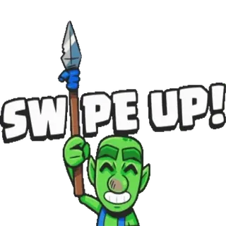 ☝️ 04eedb2d SWIPE UP! goblin, omhoog swipen, cartoon, spel, personage telegram sticker