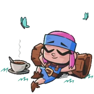 😴 0ca2df19 Cartoon, Ontspannen, Slapend, Vrouwelijk personage, Rustend, Koffie telegram sticker