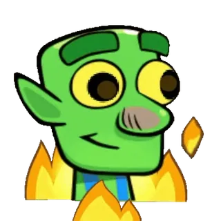 😳 c8cbec1d Cartoon, Groen, Vuur, Grappig, Personage, Uitdrukking telegram sticker