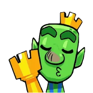 😚 eba55296 sticker, cartoon, personage, groen, koning, kroon telegram sticker
