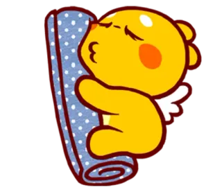 🌝 1f413b6a vàng, thiên thần, chăn, phim hoạt hình, dễ thương, ngủ, ôm, hôn telegram sticker