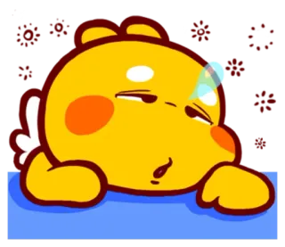 🌝 92372a9b hoạt hình, mệt mỏi, buồn ngủ, kiệt sức, chóng mặt, vàng, nhân vật telegram sticker