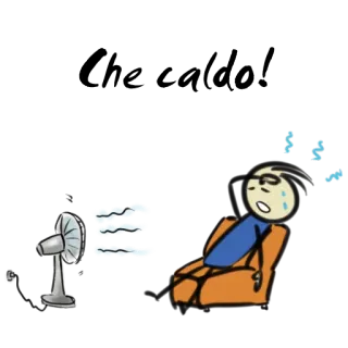 😥 696f968b It's Hot жара, пот, лето, вентилятор, человечек whatsapp sticker