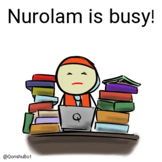 😖 d24098cb Nurolam is busy! occupato, lavorando, stressato, libri, computer, ufficio, studente telegram sticker