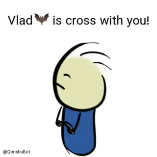 😒 42d87f8e Vlad Vlad is cross with you! cartoon, anger, bat, vlad, upset, cross telegram sticker