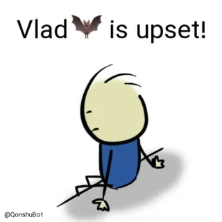 😓 61ee6f09 Vlad Vlad is upset! cartoon, upset, bat, stick figure, middle finger telegram sticker