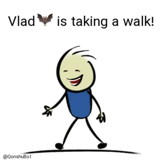 🚶‍♂️ a6f7bca7 Vlad Vlad is taking a walk! walking, stick figure, cartoon, bat, funny, joke telegram sticker