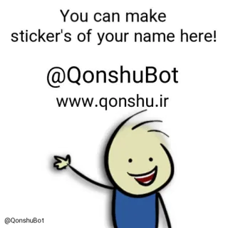 © b134b22b You can make sticker's of your name here!
@QonshuBot
www.qonshu.ir sticker, name, cartoon, website, telegram bot telegram sticker