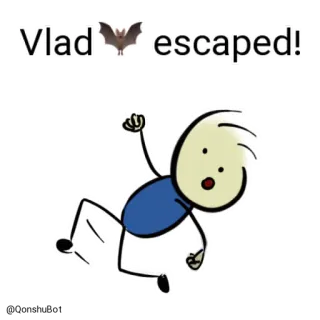 🏃 bcf79deb Vlad Vlad escaped! escape, cartoon, stick figure, bat, running telegram sticker