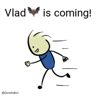 🏃 c833faae Vlad Vlad is coming! vlad, bat, running, stick figure, cartoon, halloween telegram sticker