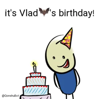 🎂 efc9b36d Vlad it's Vlad 's birthday! birthday, cartoon, cake, celebration, Vlad telegram sticker
