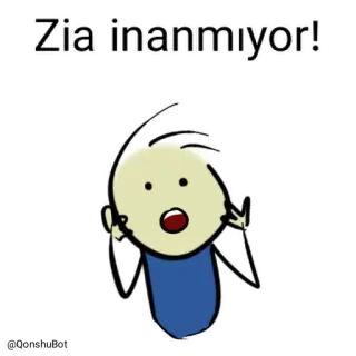 😱 73c992f6 Zia Zia inanmıyor! omino stilizzato, incredulità, cartone animato, personaggio, espressione, turco telegram sticker