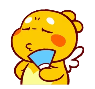 💨 819e57b6 만화, 노란색, 캐릭터, 팬, 귀여운, 날개 telegram sticker
