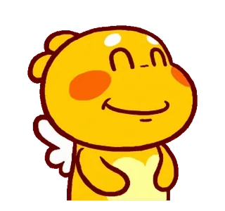 😋 ed8e8de0 귀여운, 동물, 만화, 천사, 날개, 노란색 telegram sticker