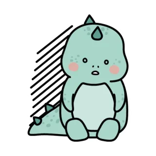 😦 63fbedf8 dinozaur, słodki, kreskówka, zwierzę, kawaii whatsapp sticker