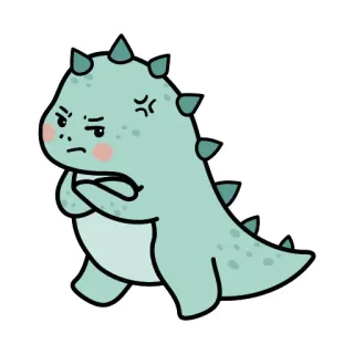 😒 8a247599 dinozaur, zły, kreskówka, gad, słodki whatsapp sticker