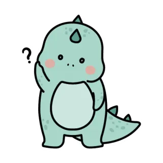 😶 e1b12076 dinozaur, słodki, kreskówka, pytanie, zwierzę whatsapp sticker
