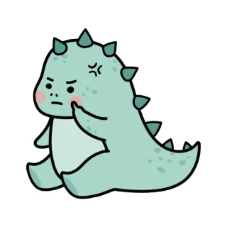 😐 e99bfc62 dinozaur, kreskówka, słodki, zły whatsapp sticker