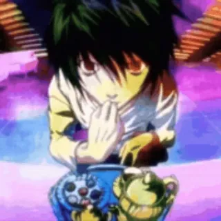 😋 494e5e24 L Death Note Anime, L, Death Note, Detektiv, Intellektuell, Manga, Charakter telegram sticker