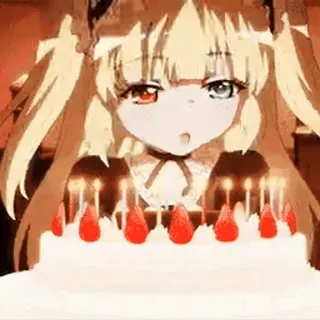 🎂 82523305 Anime, Mädchen, Kuchen, Geburtstag, Kerzen telegram sticker