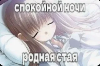 💤 7d27592d спокойной ночи
родная стая спокойной ночи, сон, аниме, мультфильм, русский текст telegram sticker