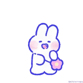 🥰 74c6aaa6 зайчик, кролик, цветок, милый, каваий, животное telegram sticker