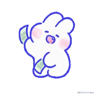 🥰 b188d0db деньги, кролик, зайчик, мультфильм, милый telegram sticker