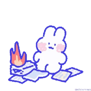 🥰 cc28b022 кролик, огонь, бумаги, милый, мультфильм telegram sticker