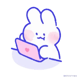 🥰 eae7c234 кролик, зайчик, ноутбук, милый, компьютер, каваий telegram sticker