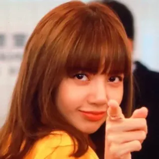 😏 ab108398 femme, pointant, fille, brune, personne, sourire telegram sticker