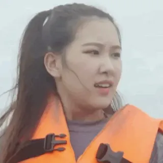 💜 e5c6f65a femme, gilet de sauvetage, extérieur, portrait, personne, sécurité telegram sticker