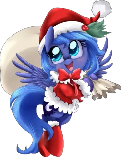 🎄 87125ef5 Princess Luna My Little Pony princesa luna, my little pony, natal, papai noel, pônei, desenho animado, fofo whatsapp sticker