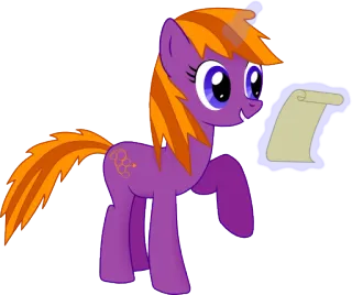 👍 be729a78 pônei, desenho animado, pergaminho, roxo, laranja, animal whatsapp sticker