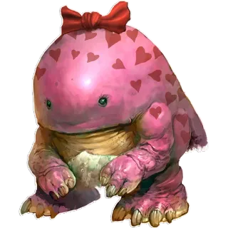 🙍 37ba6d9d creature, monster, fantasy, pink, hearts, bow telegram sticker