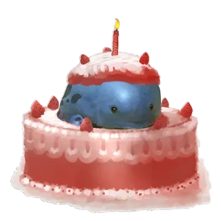 🍰 5f4a6fb4 cake, whale, strawberry, birthday, candle, dessert, food, sweet telegram sticker