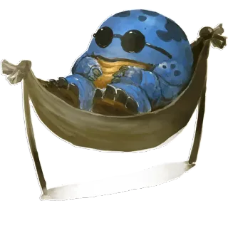 😎 7f3efc99 relaxation, cartoon, hammock, sunglasses, cute, blue, character telegram sticker
