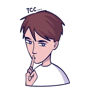 😏 386c6209 TCC... 쉿, 조용, 비밀, 만화, 사람, 입에 손가락, 조용히 telegram sticker