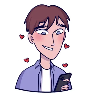 💕 f326fd14 만화, 남자, 스마트폰, 하트, 사랑, 소통, 행복 telegram sticker