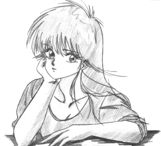 😌 c55907a0 Anime, Dziewczyna, Manga, Rysunek, Szkic telegram sticker